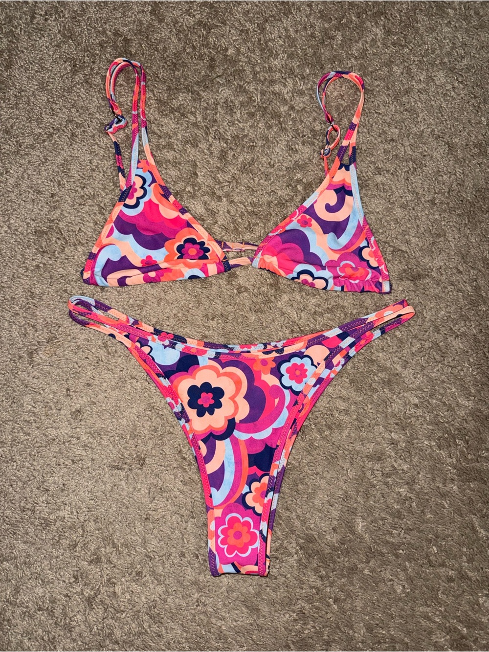 Kulani Kinis Multi-Color Floral Triangle Bikini